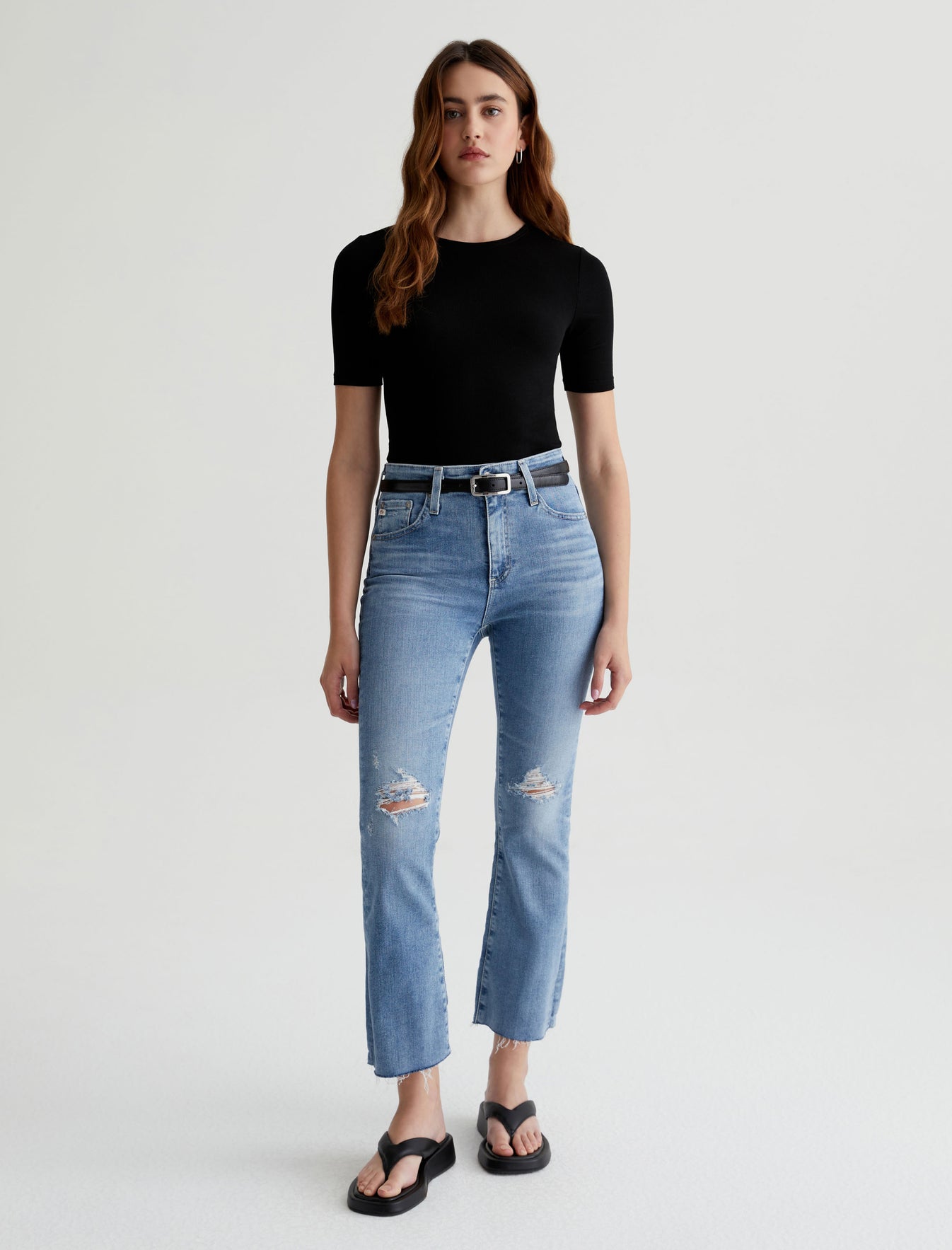 Farrah Boot Crop|AG-ed High-Rise Bootcut Denim